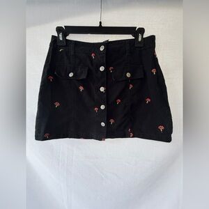 Like New Forever 21 Black Mushroom Button Front Mini Skirt Medium